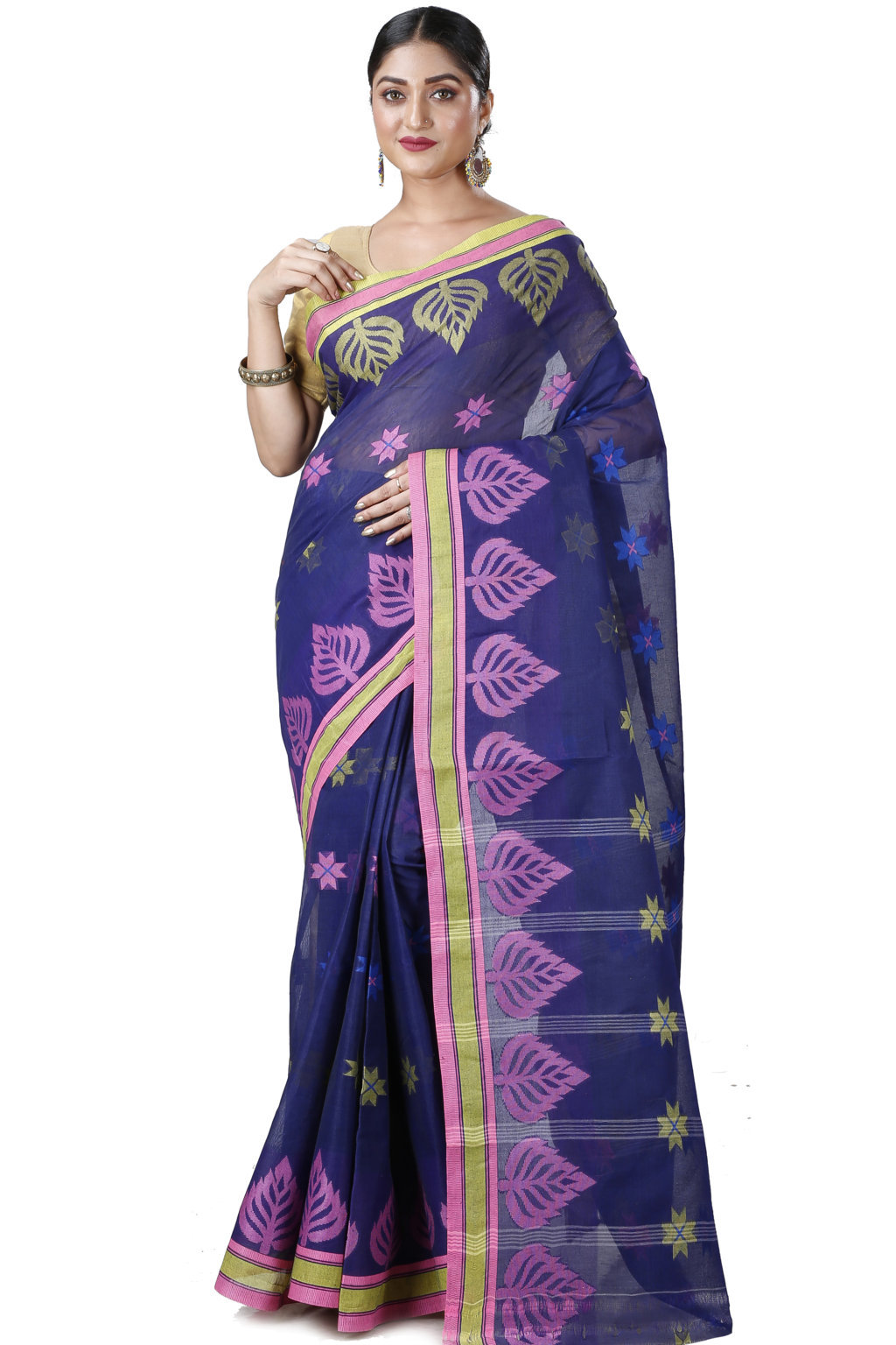 Naby Blue Pure Cotton Subhangi Tant Saree (1100)